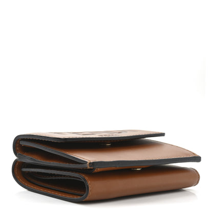 Fendi Vitello King Tamponato Logo Embossed Fold Over Card Holder Wallet Cuoio 4 of 7