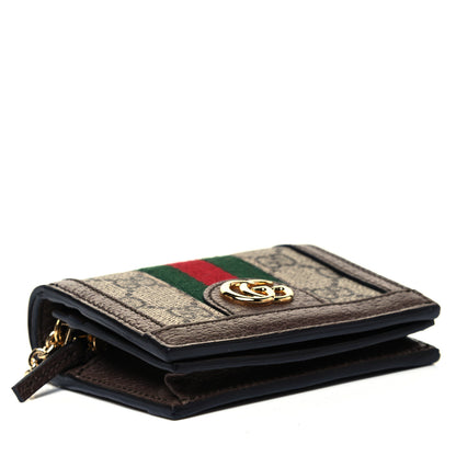 Gucci GG Supreme Monogram Web Ophidia Chain Card Case Wallet Beige New Acero 5 of 7