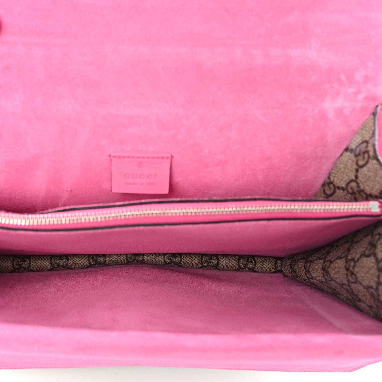 Gucci GG Supreme Monogram Suede Pierced Heart Embroidered Medium Dionysus Shoulder Bag Beige Ebony Pink Tropical Flower 5 of 14
