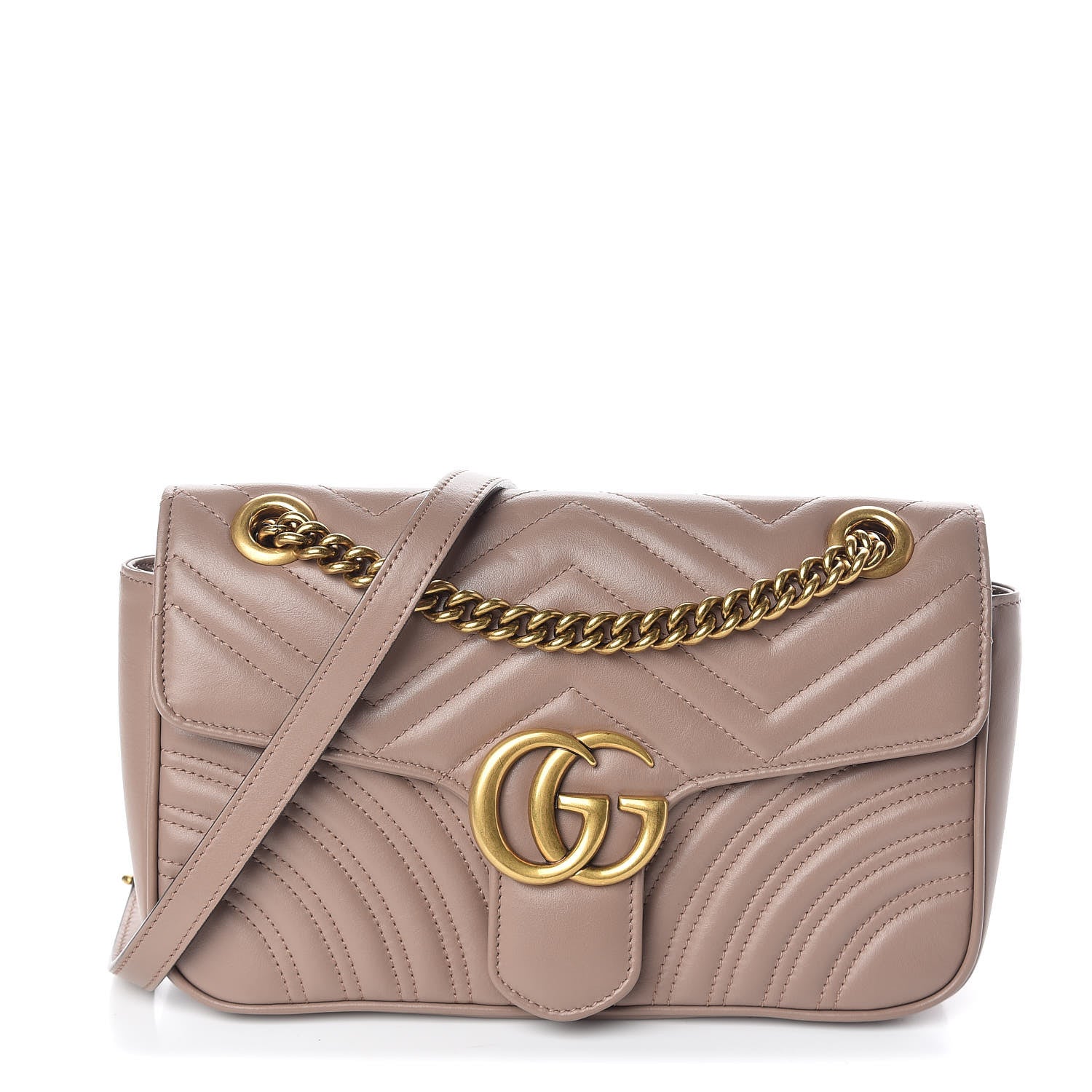 Gucci Calfskin Matelasse Small GG Marmont Shoulder Bag Porcelain Rose 1 of 10