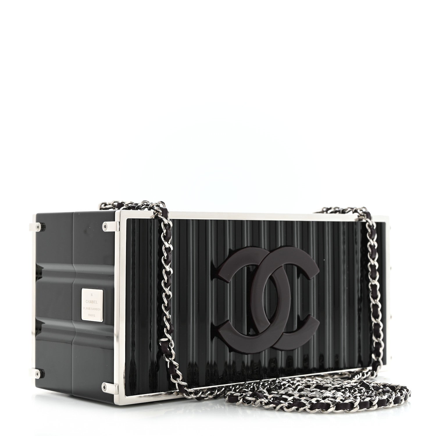 Chanel Resin Enamel CC Shopping Container Signature Minaudiere Clutch Black White 2 of 10