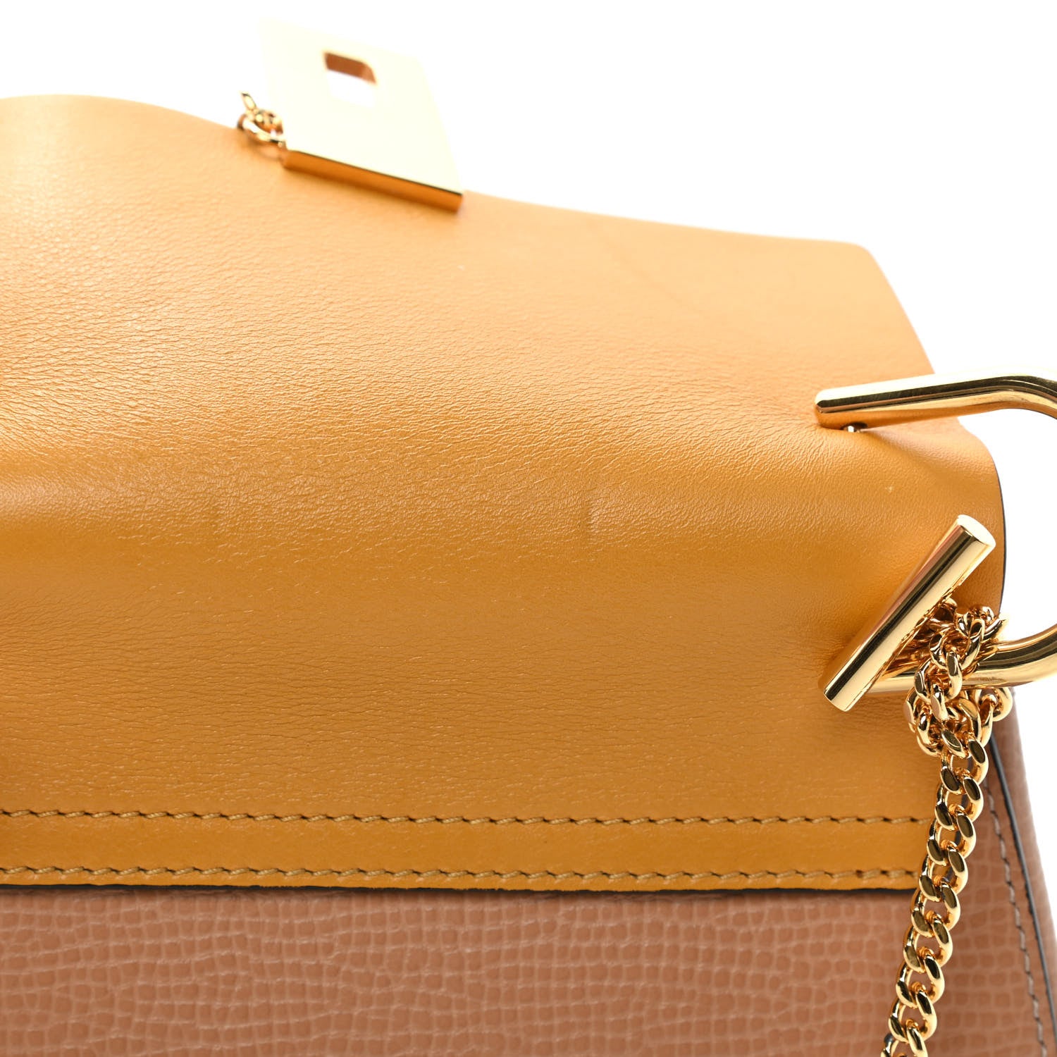 Chloe Grained Calfskin Lambskin Bi-Color Drew Shoulder Bag Wet Sand Sunflower 4 of 4