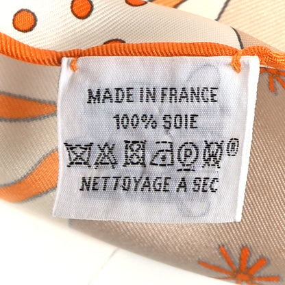 Hermes Silk Le Premier Chant Scarf 90 Orange White Bleu 3 of 5