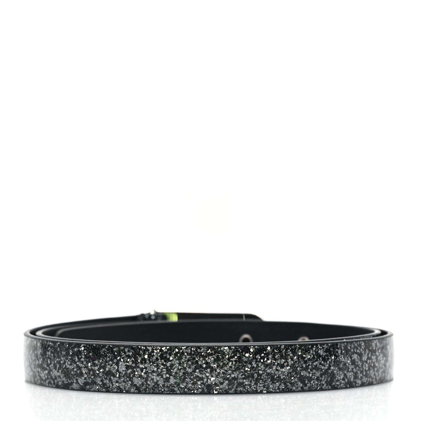 Glitter Calfskin CC Logo Skinny Belt 80 32 Charcoal