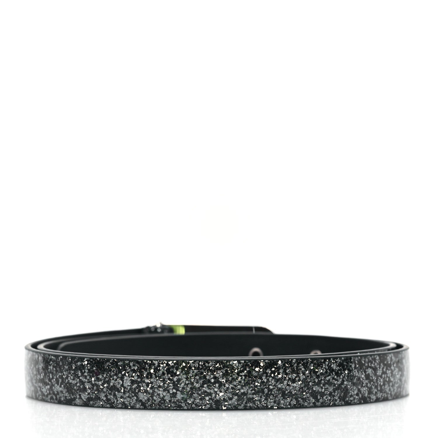Chanel Glitter Calfskin CC Logo Skinny Belt 80 32 Charcoal 1 of 6