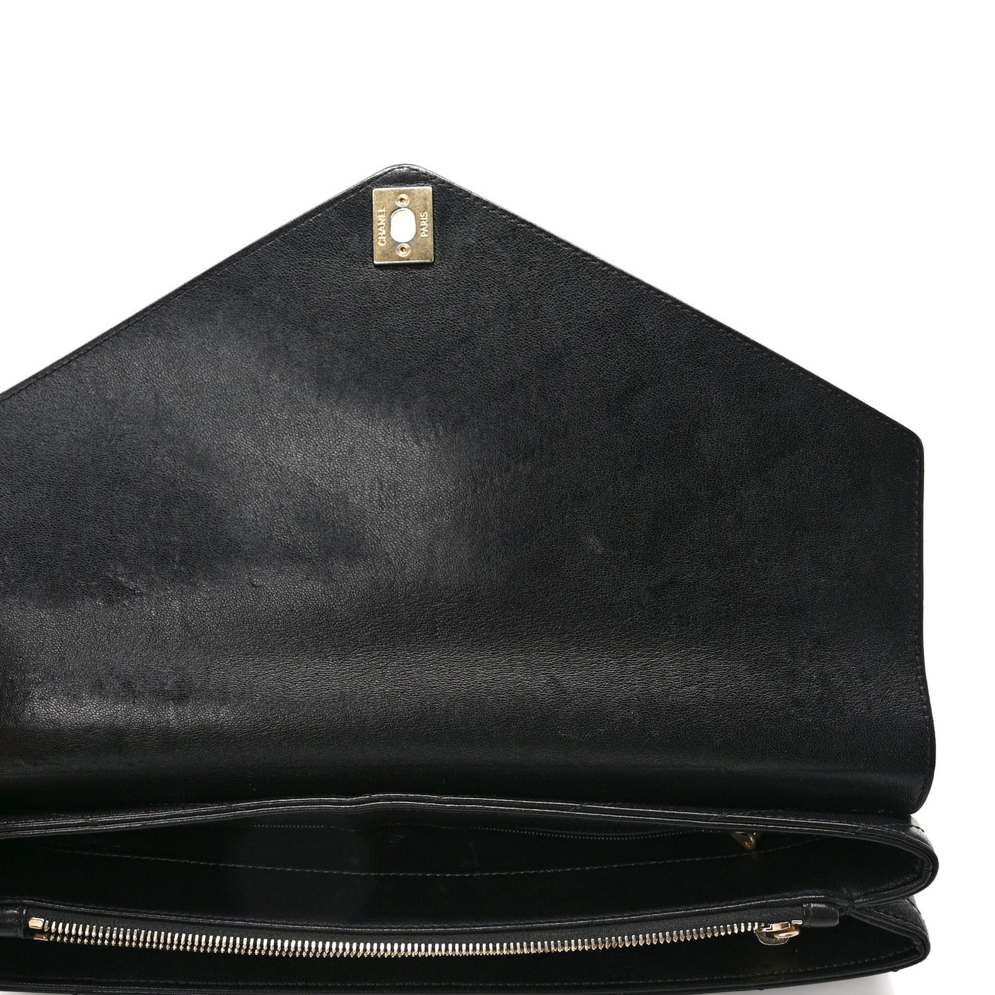 Lambskin Chevron Quilted Envelope Clutch Black
