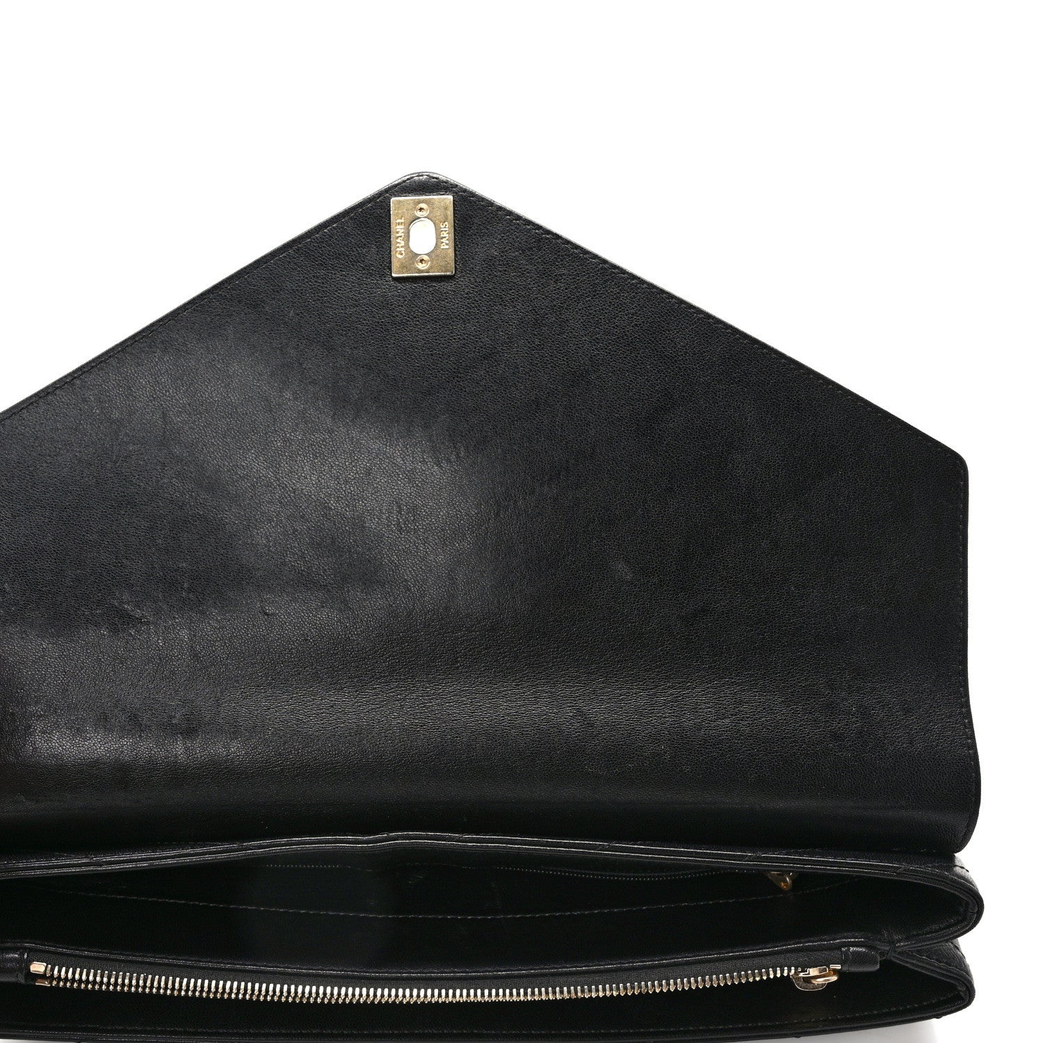 Chanel Lambskin Chevron Quilted Envelope Clutch Black 11 of 12