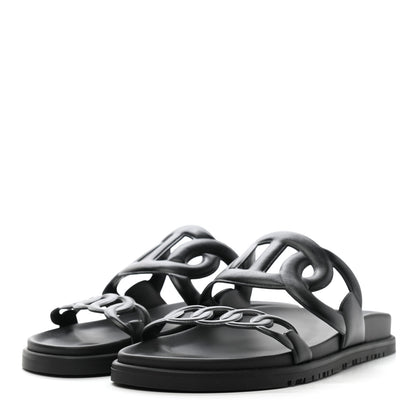 Hermes Nappa Extra Sandals 39 Black 3 of 9