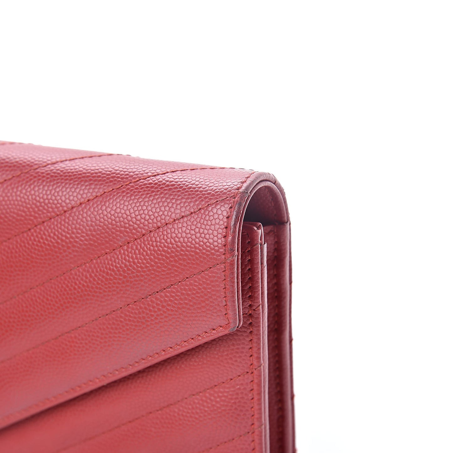 Grain De Poudre Matelasse Chevron Monogram Flap Wallet Red