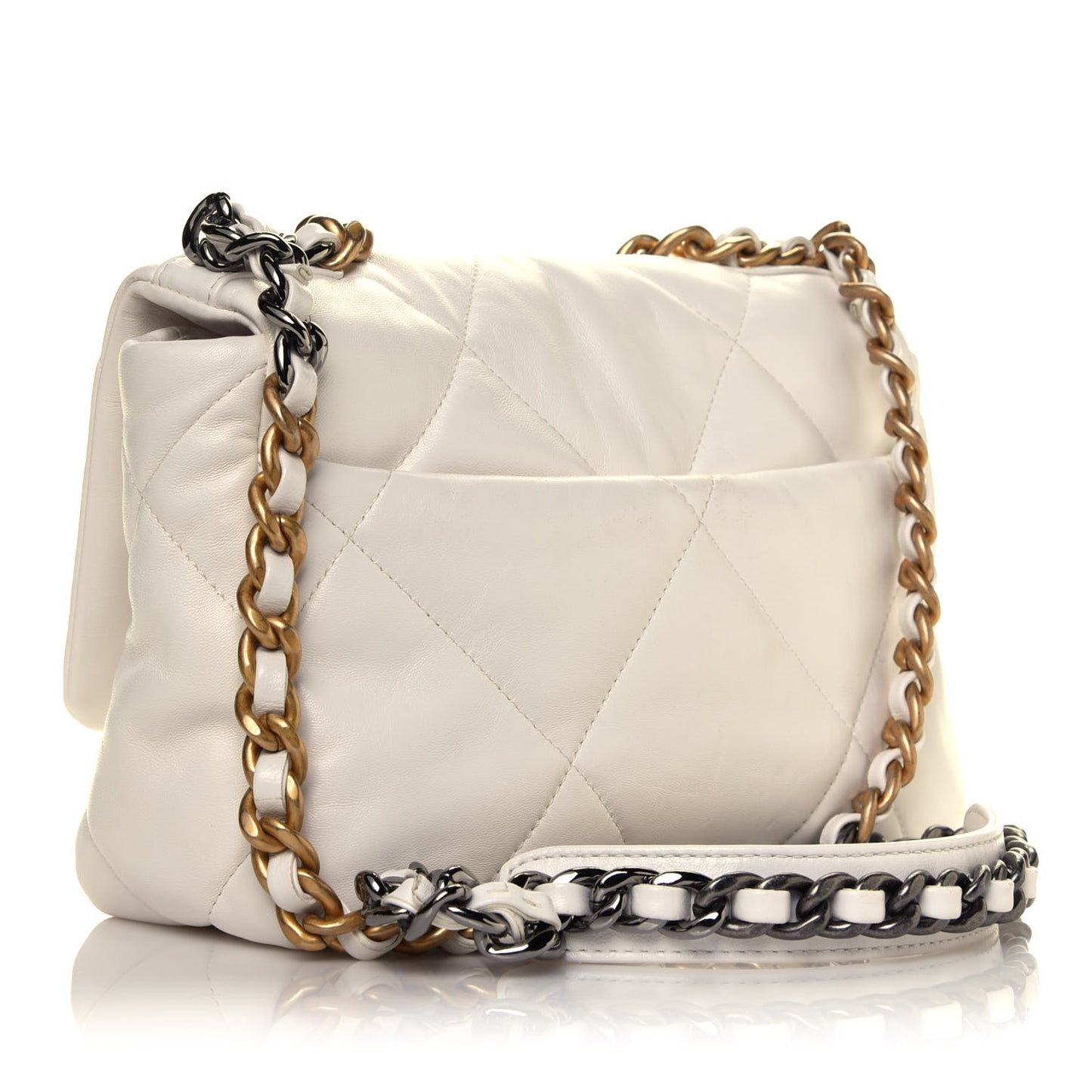 Lambskin Quilted Medium Chanel 19 Flap White