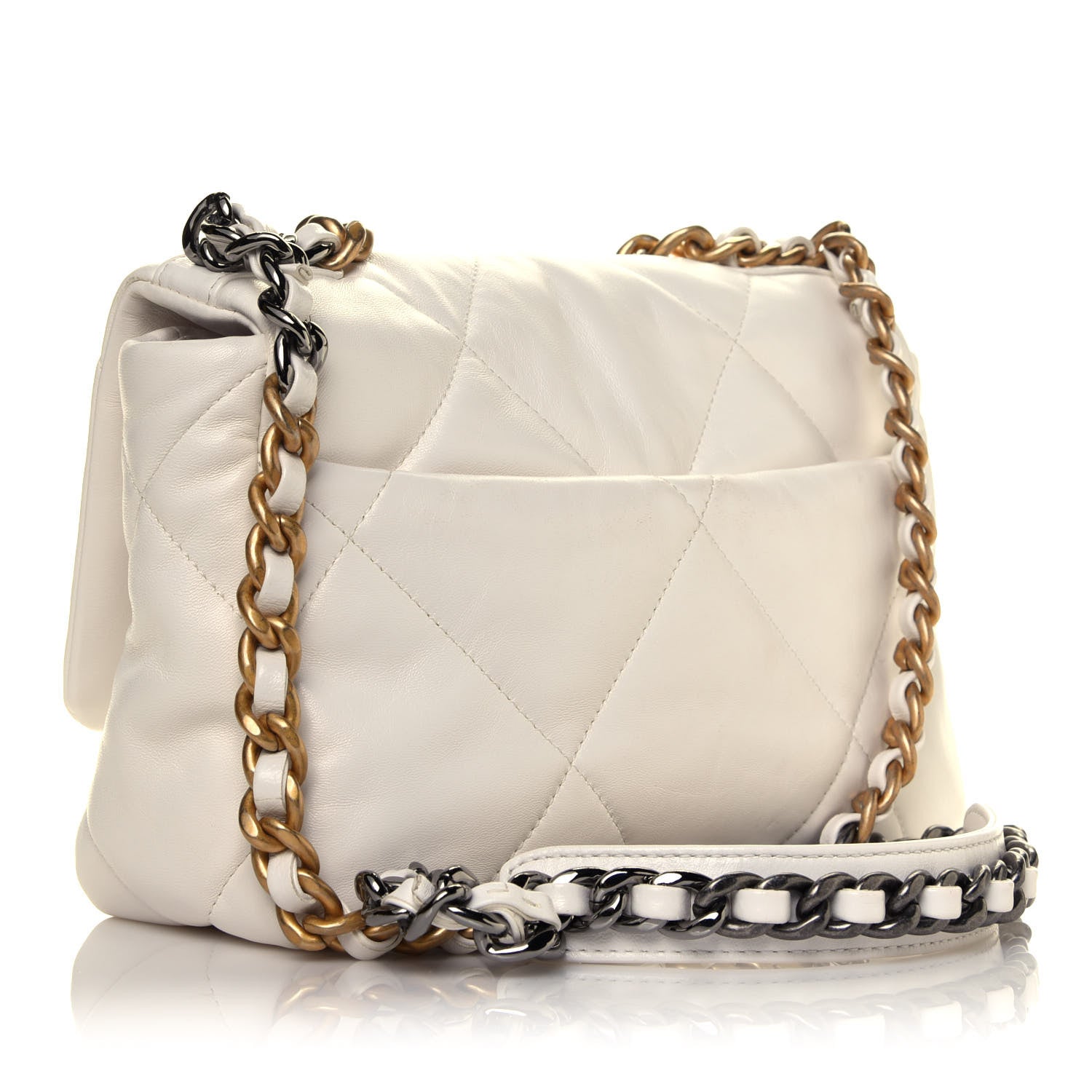 Chanel Lambskin Quilted Medium Chanel 19 Flap White 2 of 5