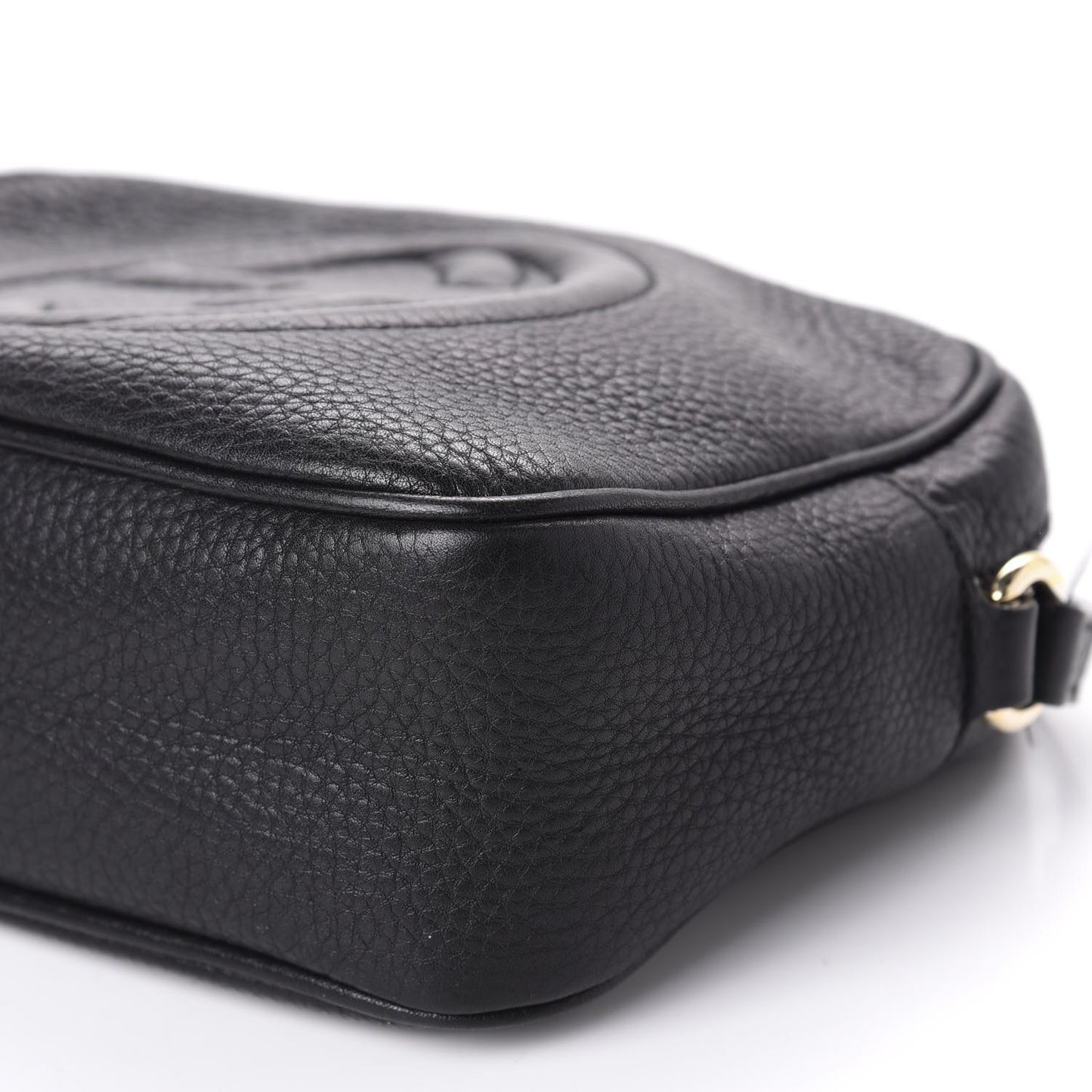 Pebbled Calfskin Small Soho Disco Bag Black