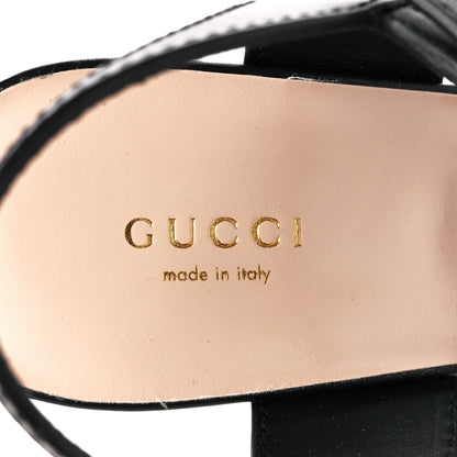 Gucci Cosmos Softy Calfskin Wooden Interlocking G Cut-Out 30/120mm Platform Sandals 41 Black 7 of 9