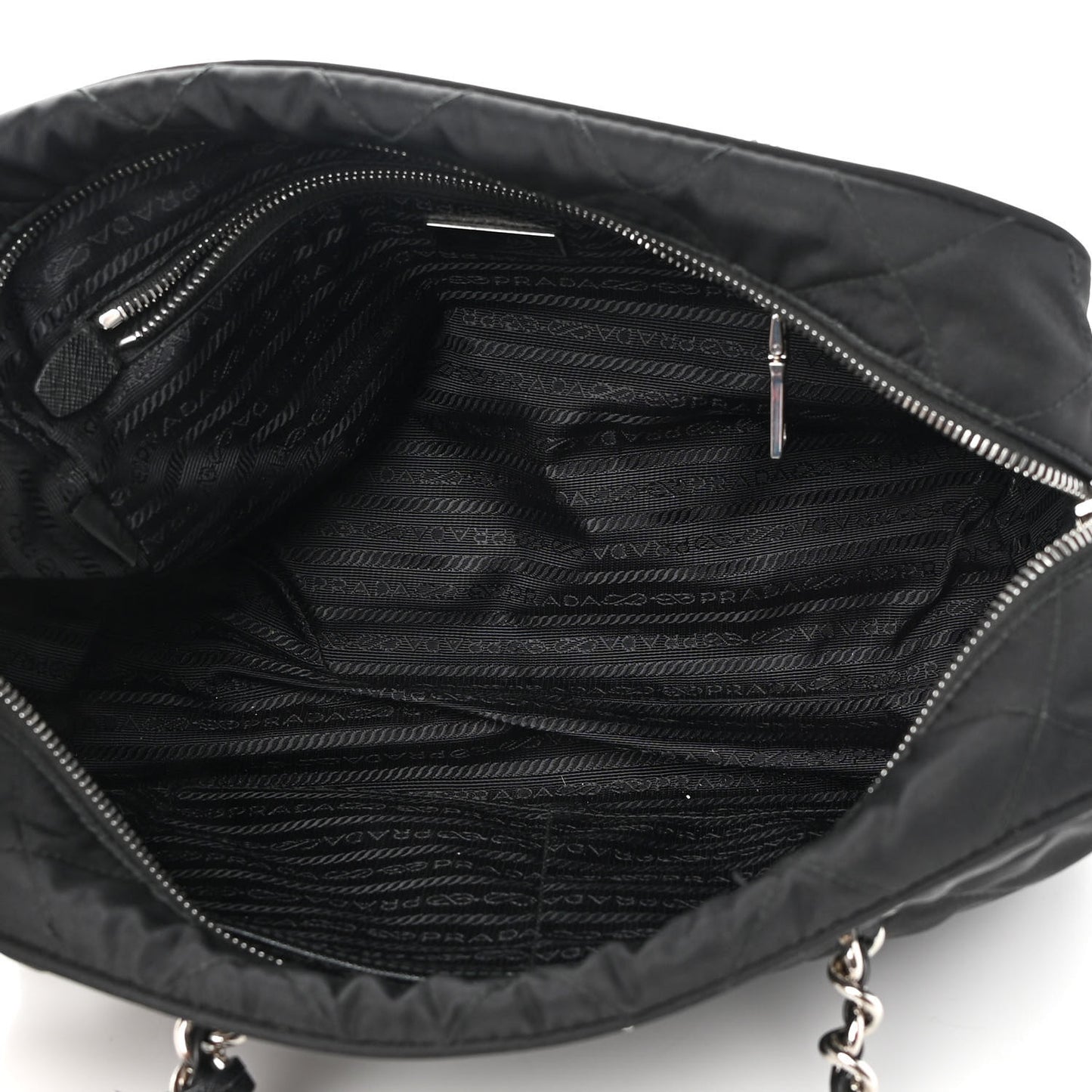 Nylon Tessuto Impuntu Quilted Shoulder Bag Black