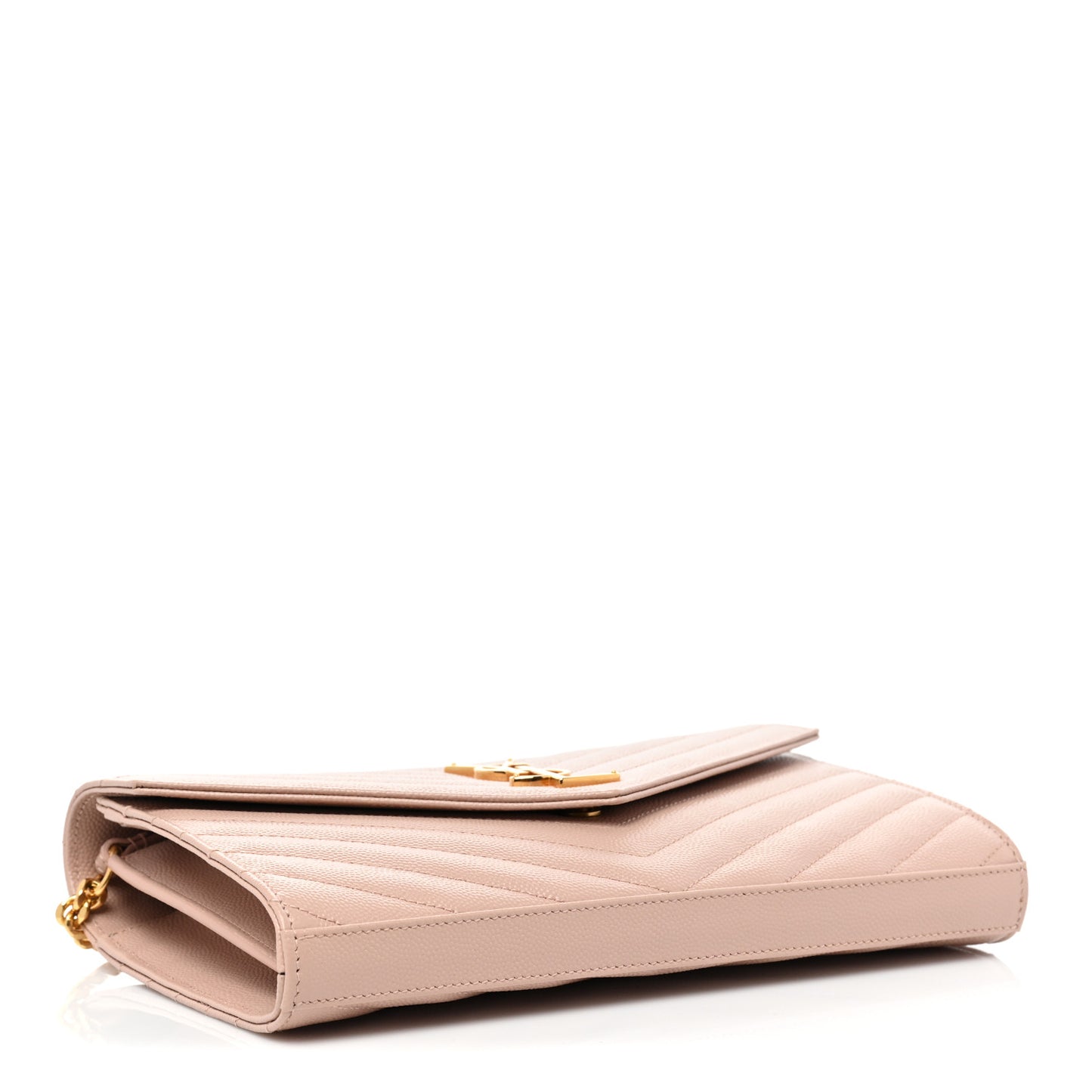 Grain De Poudre Matelasse Chevron Monogram Chain Wallet Pale Pink