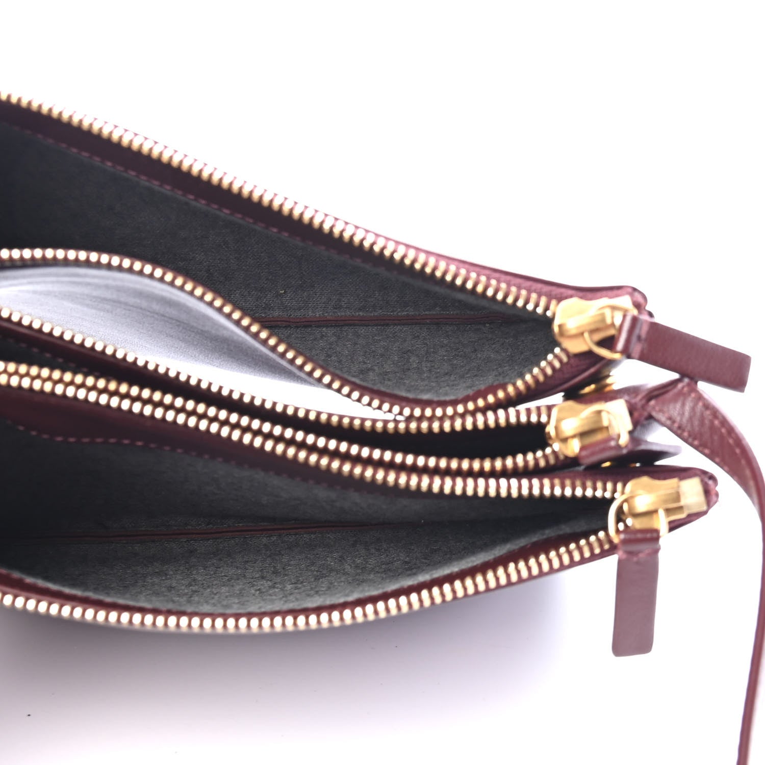 Celine Smooth Lambskin Small Trio Crossbody Bag Burgundy 4 of 7