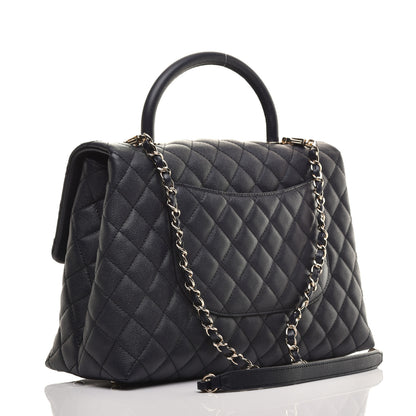 Chanel Caviar Quilted Medium Coco Handle Flap Navy Blue 3 of 9