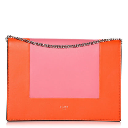 Celine Smooth Lambskin Frame Evening Chain Clutch Steel Orange Flamingo 1 of 7