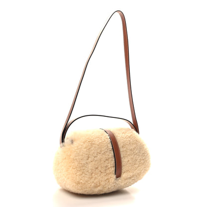 Celine Shearling Smooth Calfskin Tabou Clutch on Strap Natural Tan 3 of 10