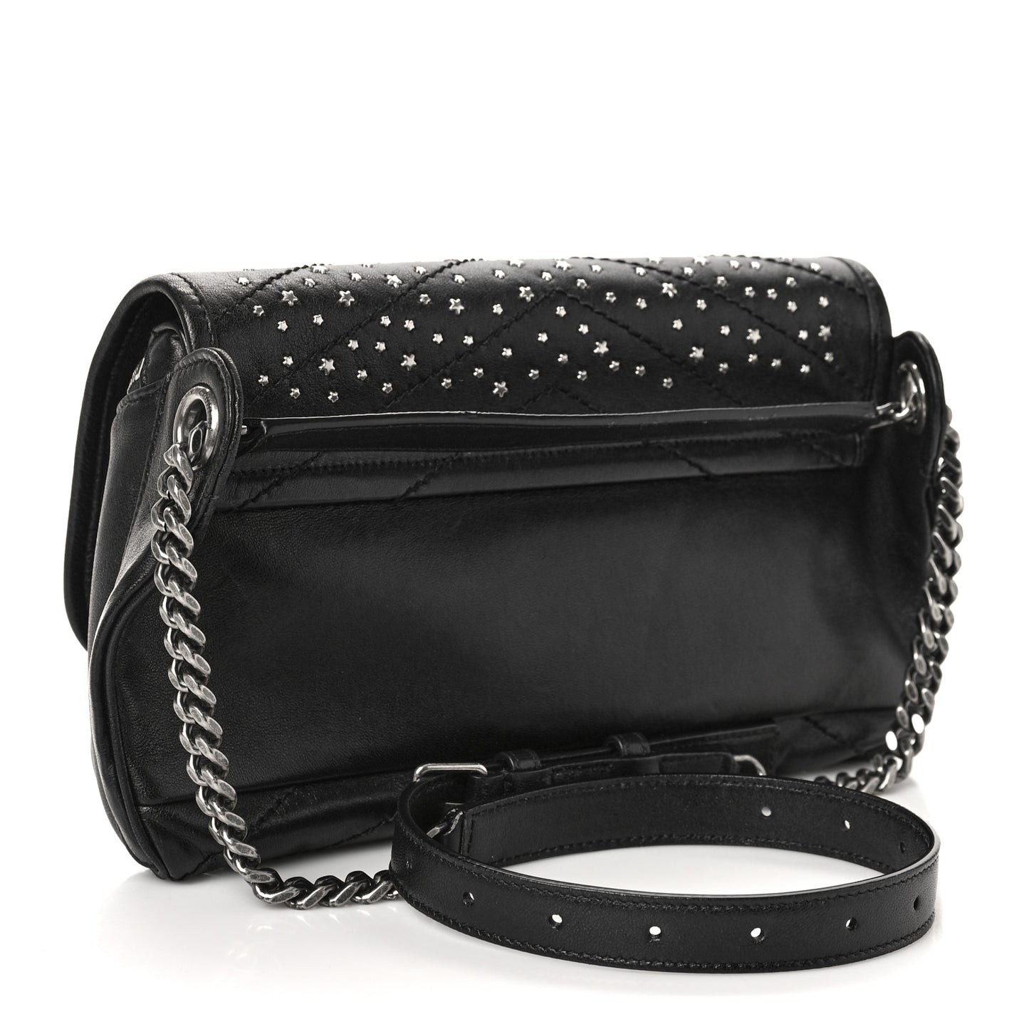 Calfskin Studded Stardust Monogram Niki Shoulder Bag Black