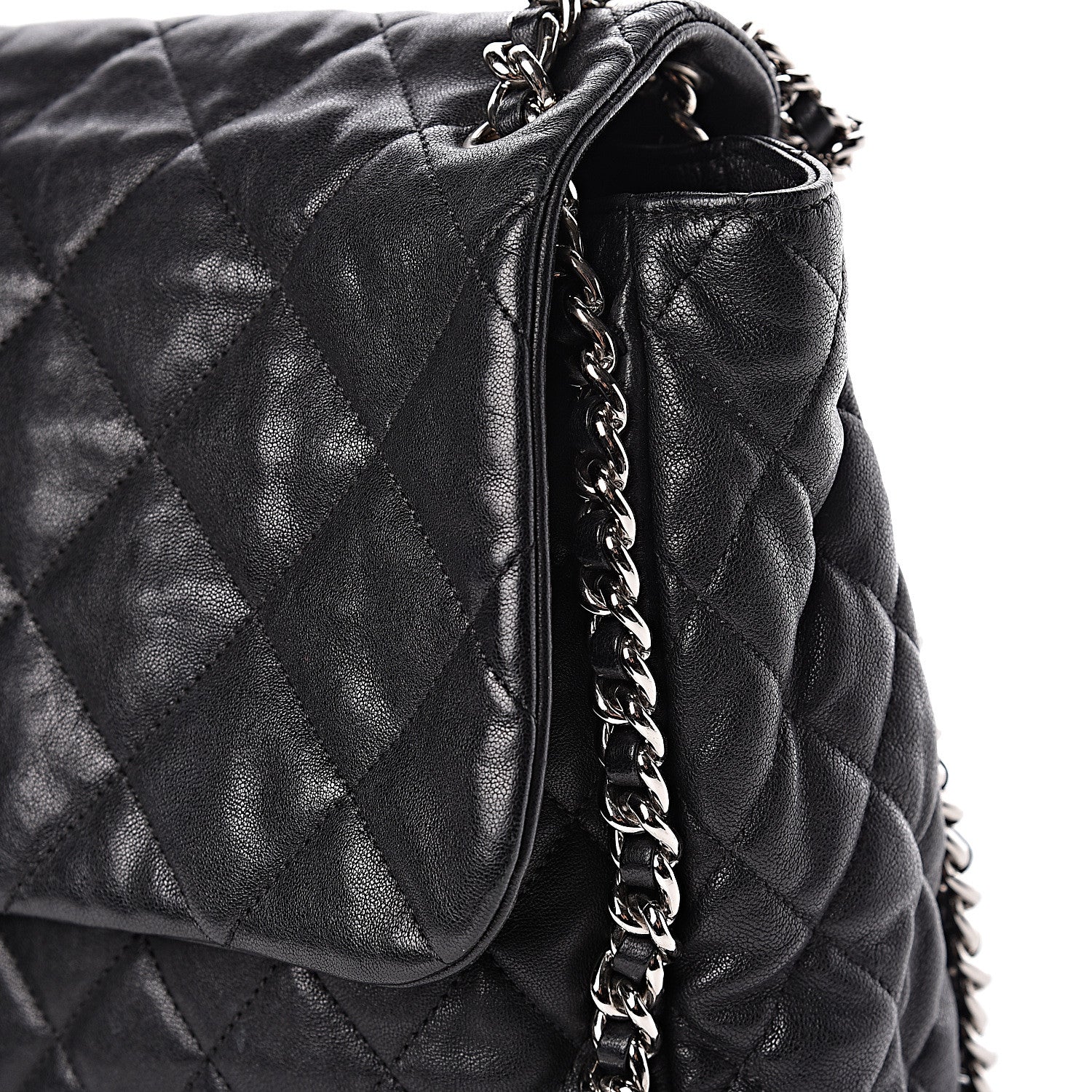 Chanel Washed Lambskin Quilted Maxi Chain Around Flap Black 15 of 15