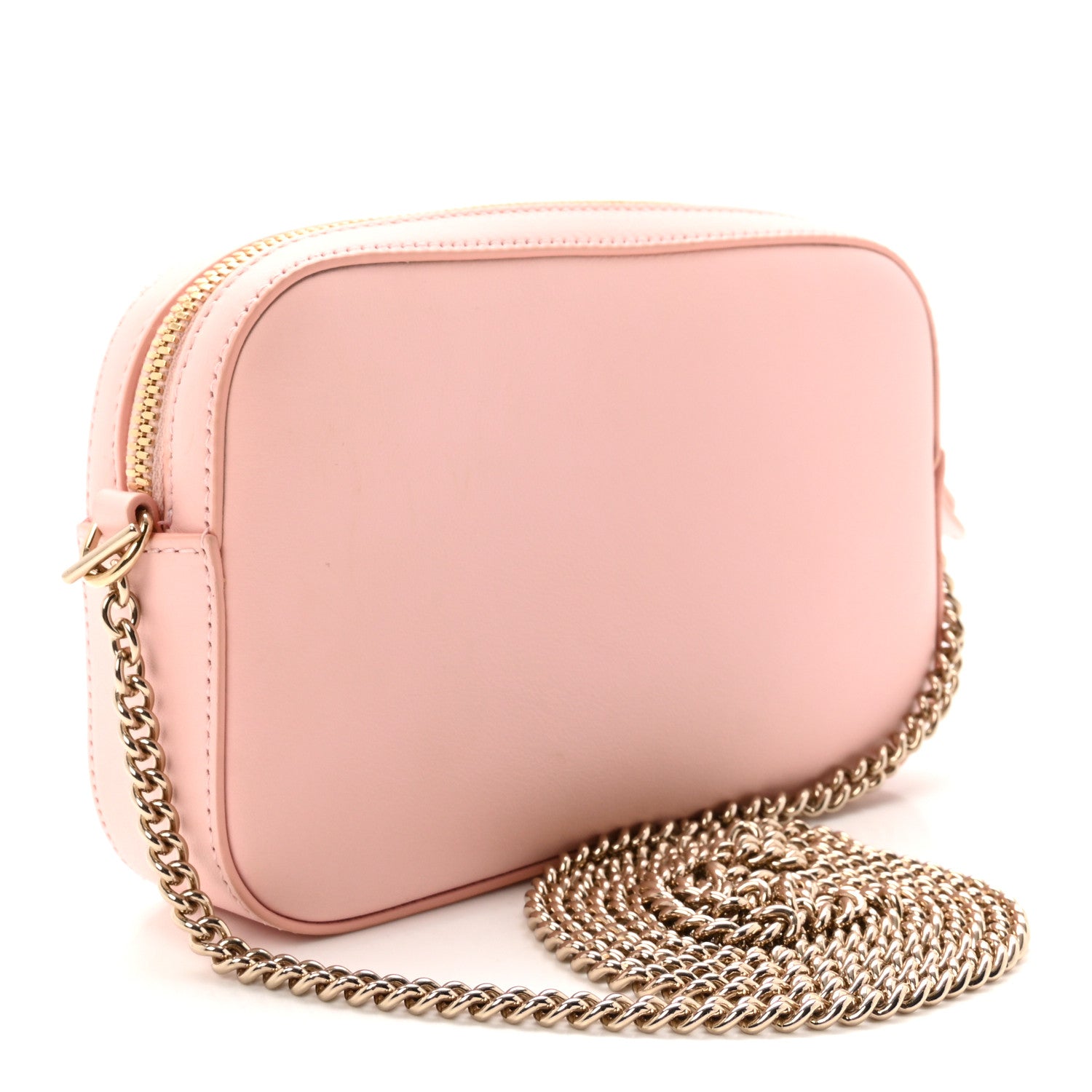 Gucci Dollar Calfskin Enamel Super Mini GG Marmont Chain Shoulder Bag Light Pink Blue 3 of 10
