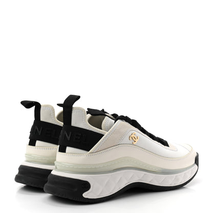 Chanel Velvet Calfskin Mixed Fibers CC Sneakers 40 Ivory Black 4 of 8