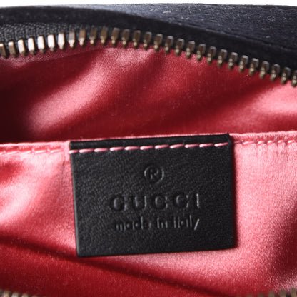 Gucci Velvet Matelasse Deer Embroidered Small GG Marmont Chain Shoulder Bag Black 7 of 9
