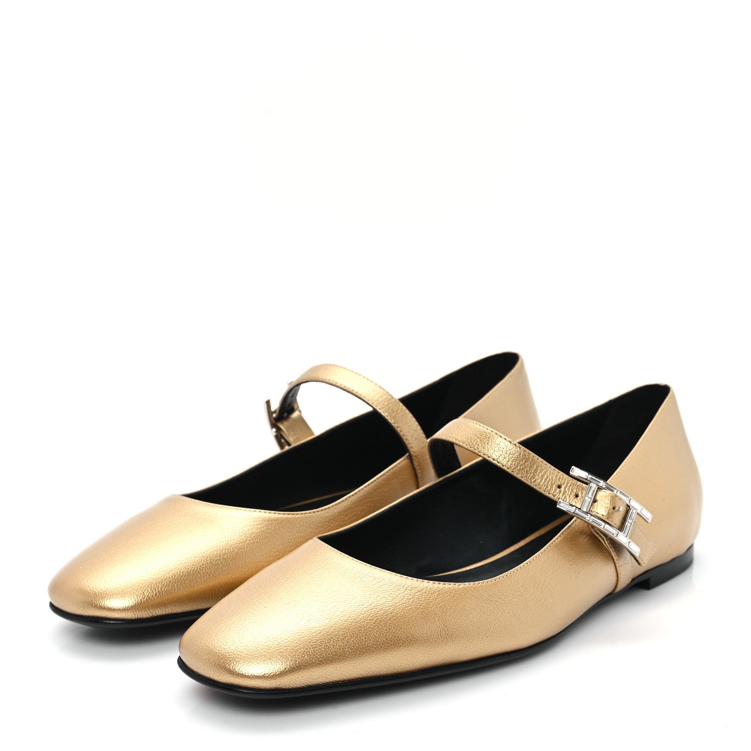 Hermes Metallic Goatskin Jane Ballet Flats 39.5 Dore 4 of 9