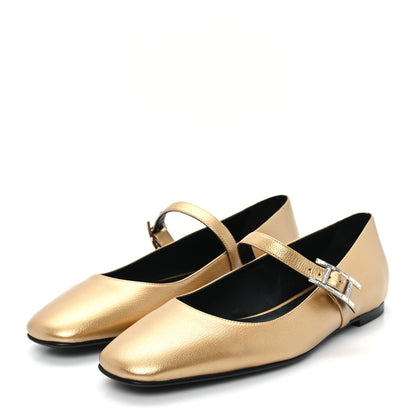Hermes Metallic Goatskin Jane Ballet Flats 39.5 Dore 4 of 9