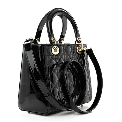 Christian Dior Patent Cannage Medium Lady Dior Black 3 of 9