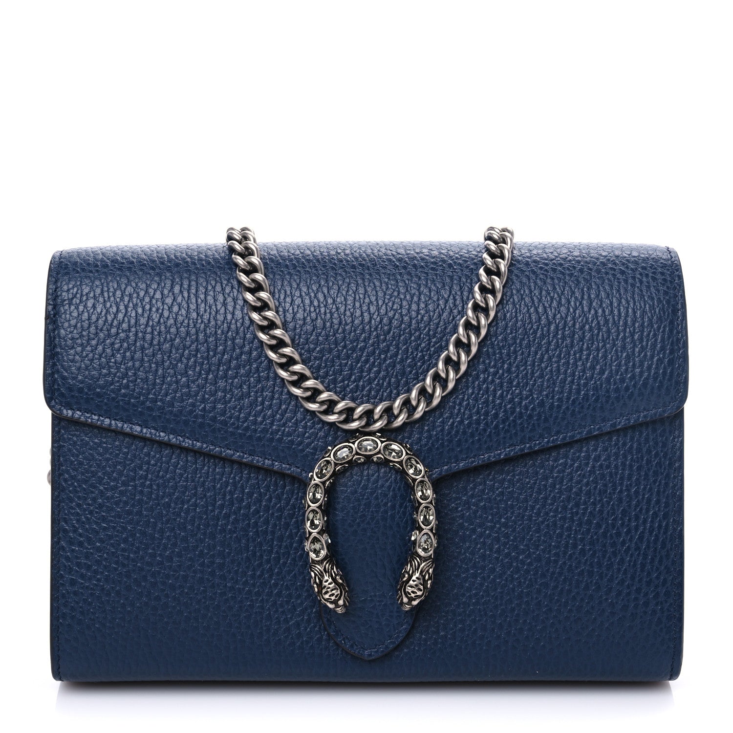 Gucci Dollar Calfskin Crystal Mini Dionysus Chain Wallet Blue Agata Black Diamond 1 of 6