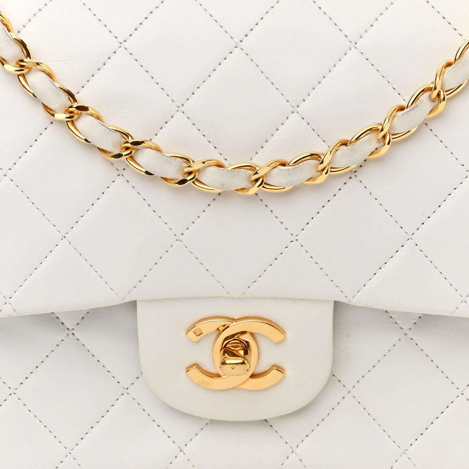 Chanel Lambskin Quilted Medium Double Flap White 8 of 21