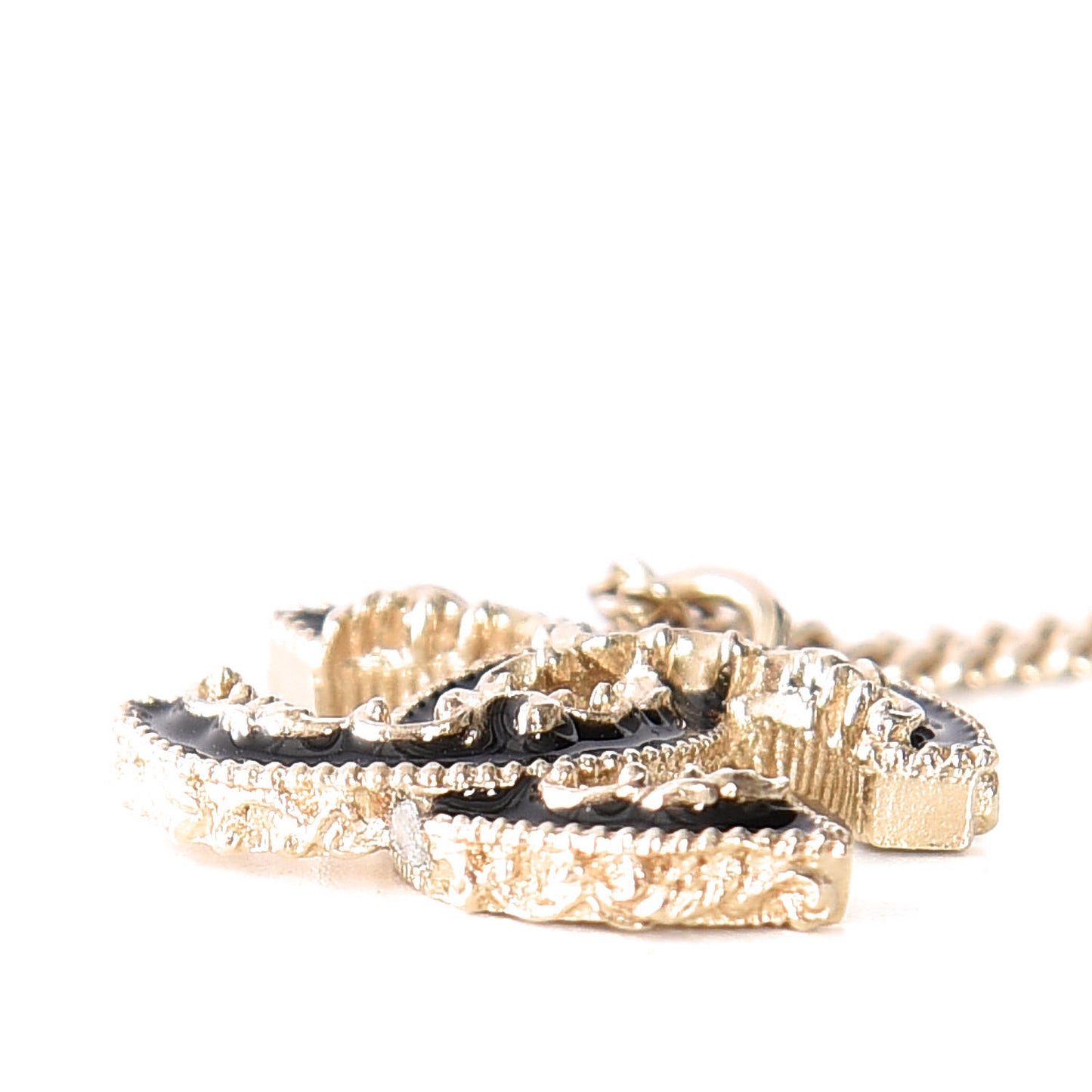 Enamel CC Baroque Necklace Black Gold
