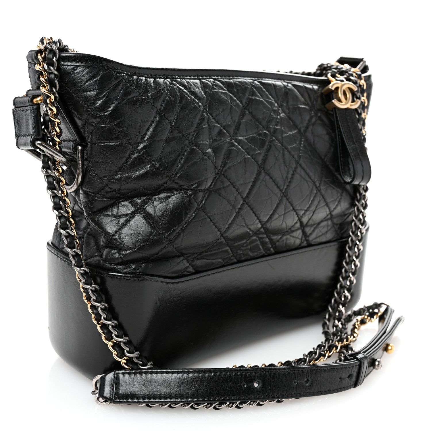 Chanel Aged Calfskin Quilted Medium Gabrielle Hobo Black 2 of 9