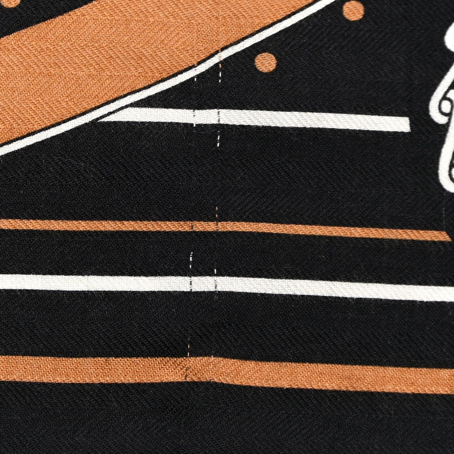 Cashmere Silk La Promenade du Matin Bandana Shawl 140 Black Noisette Gold