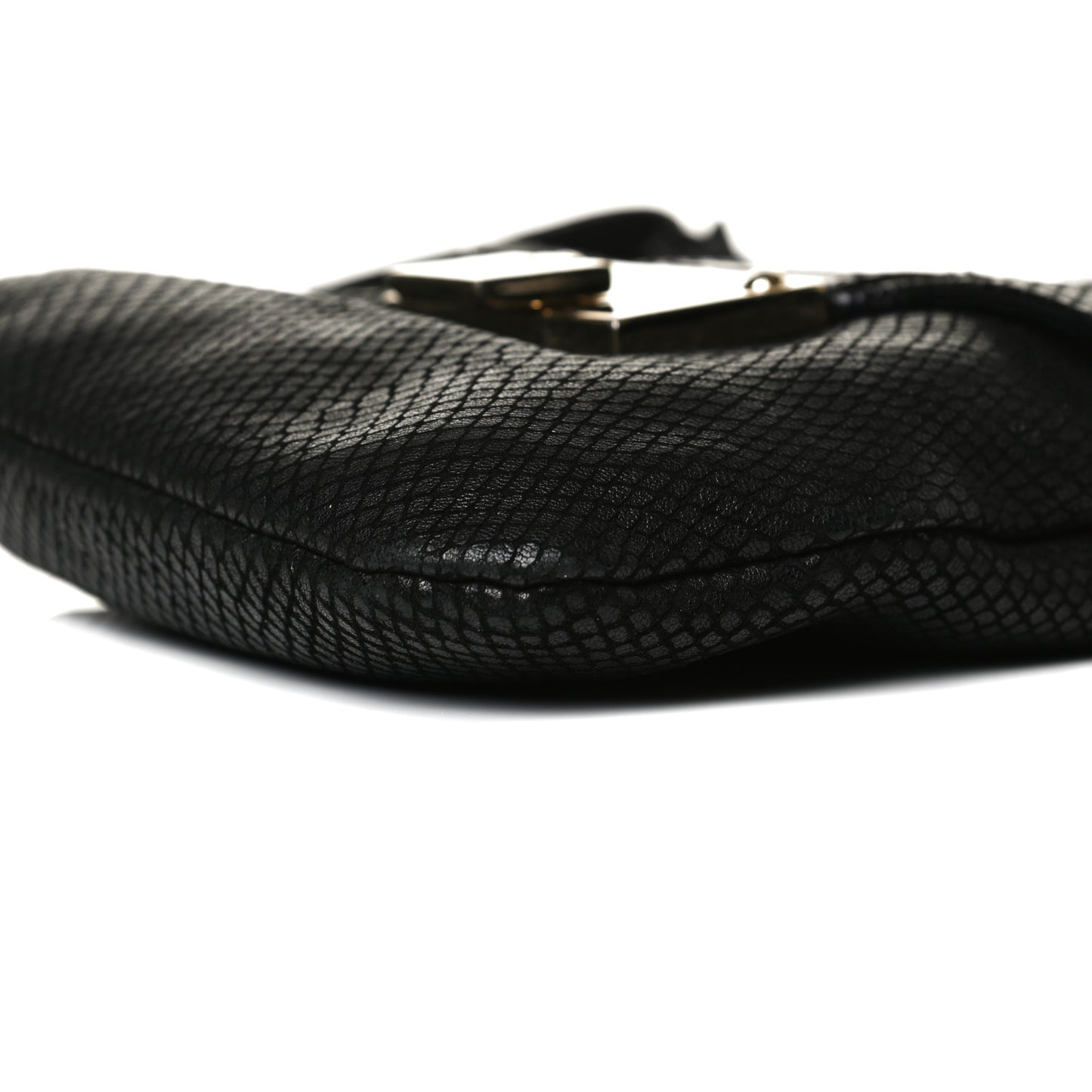 Snakeskin Embossed Calfskin Crossbody Black