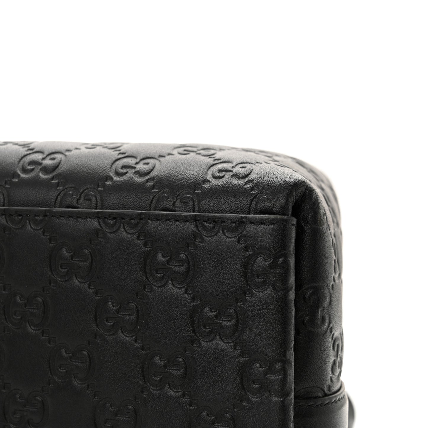 GG Calfskin Embossed Calfskin Large Tote Bag Black