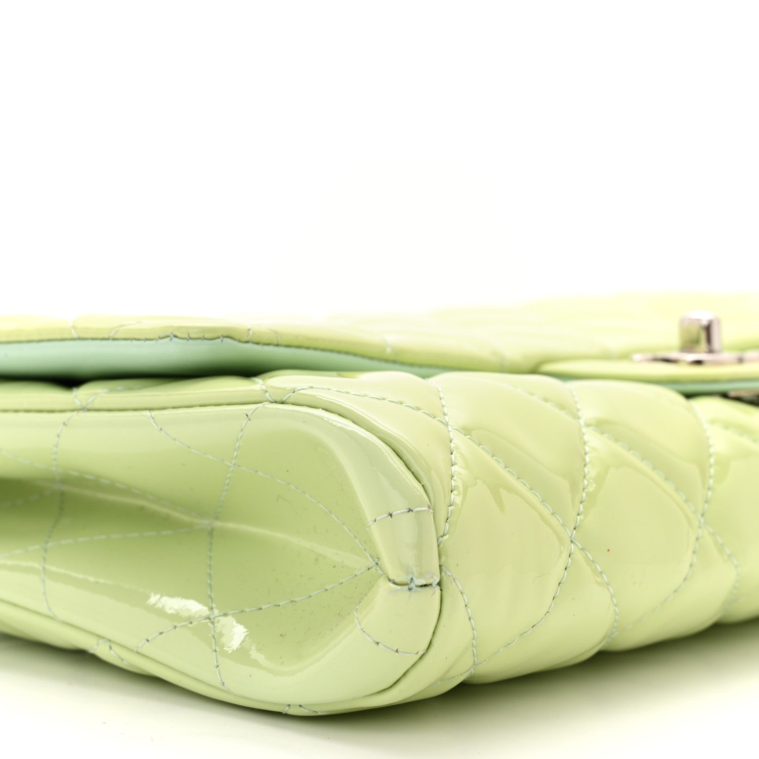 Chanel Patent Quilted Clutch With Chain Flap Light Green 9 of 11