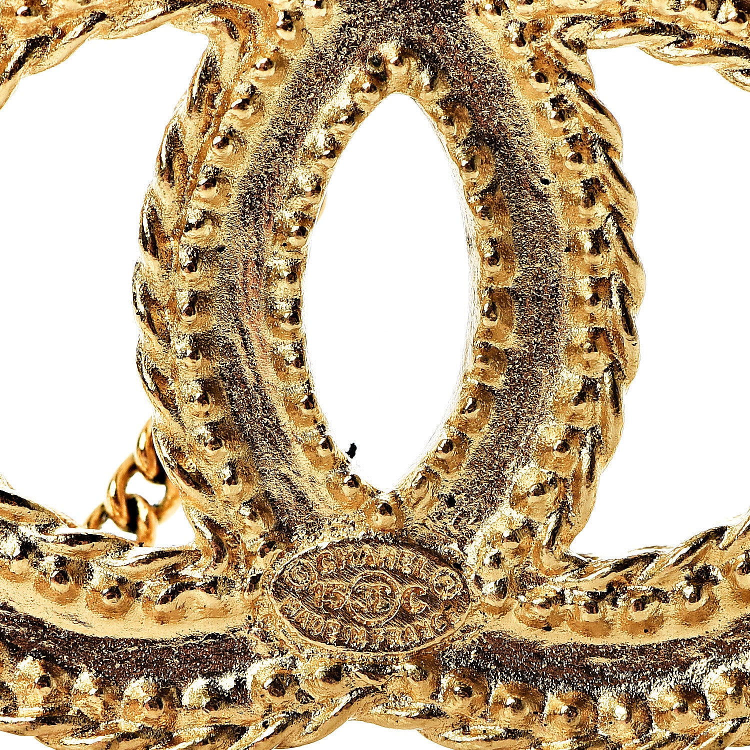 Chanel CC Drop Earrings Matte Gold 4 of 5