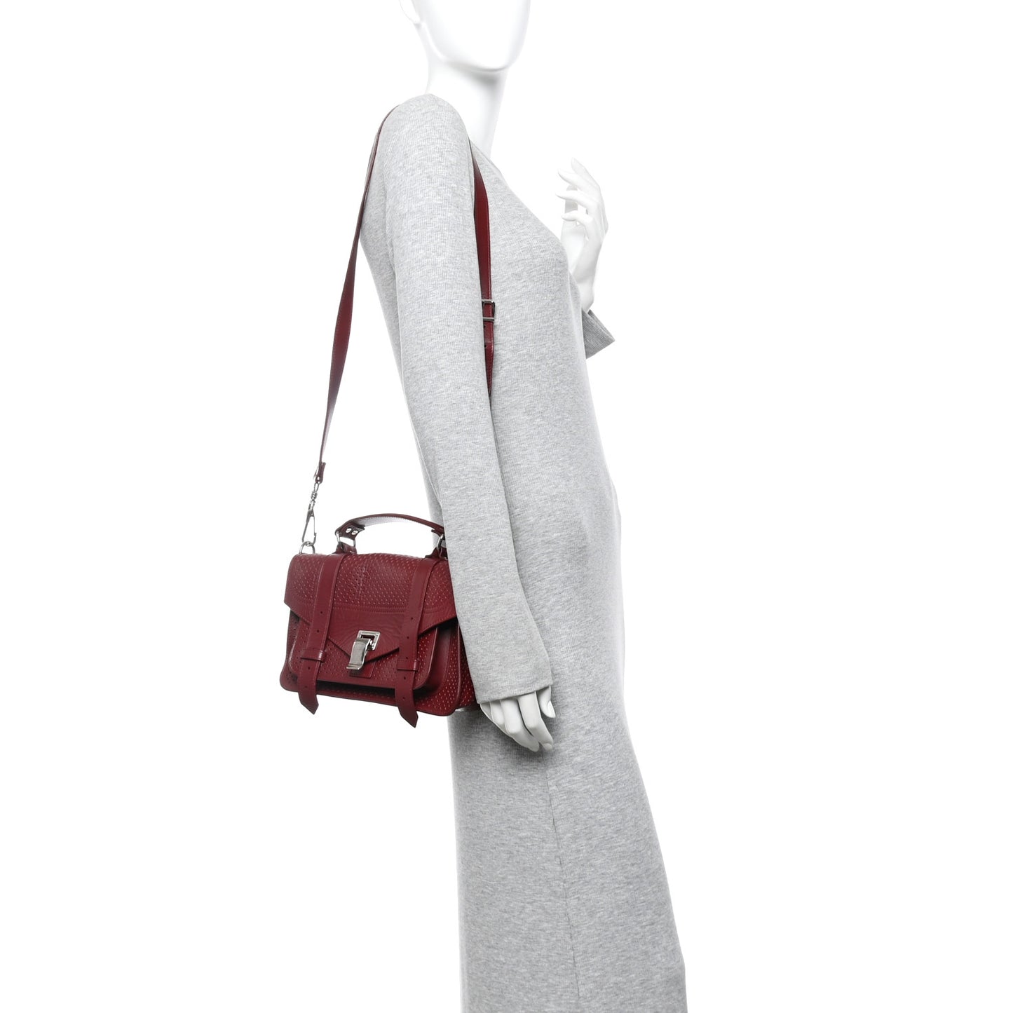 Lambskin Perforated Tiny PS1 Satchel Burgundy