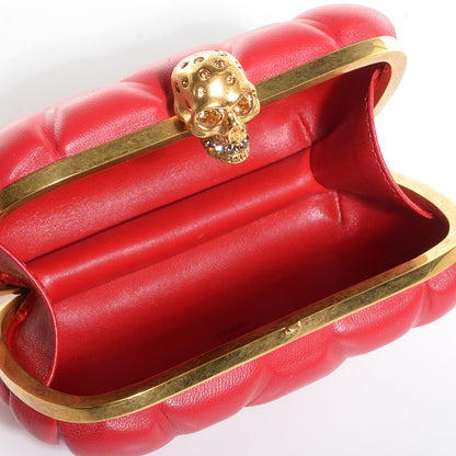 Alexander McQueen Leather Honeycomb Skull Box Clutch Red 5 of 7