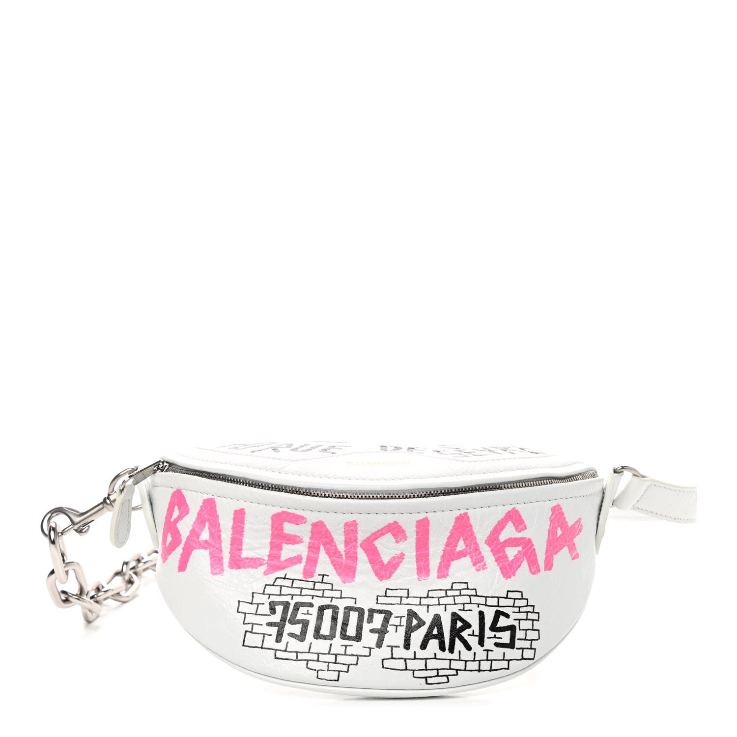 Balenciaga Agneau Arena Graffiti All Over XXS Souvenir Belt Bag White Multicolor 1 of 7