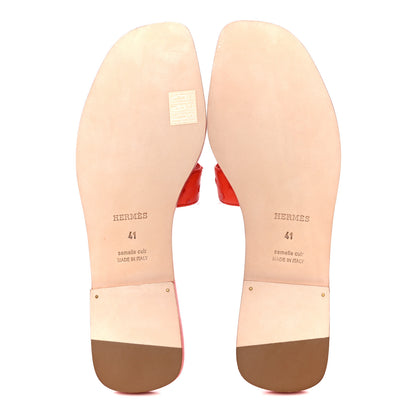 Hermes Ostrich Oran Sandals 41 Jasper Rouge 5 of 12