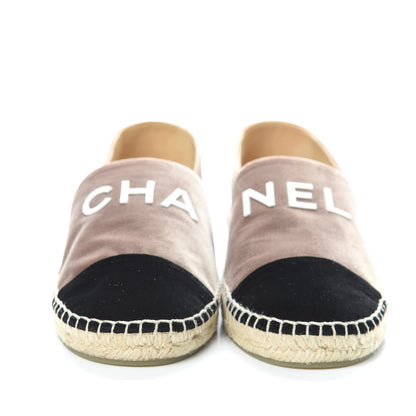 Chanel Velvet Logo Espadrilles 40 Beige Black 2 of 10