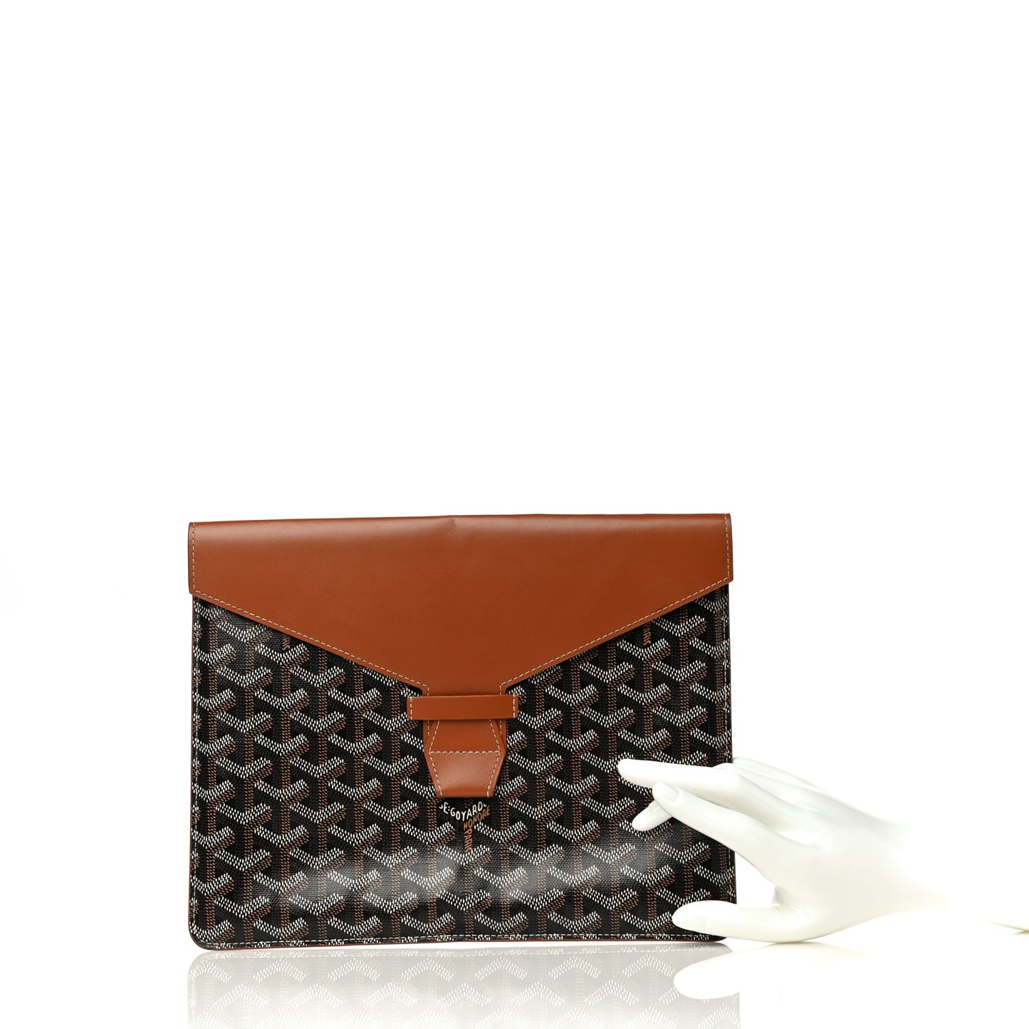 Goyardine Commando Envelope 2 Flat Large Pouch Black Gold