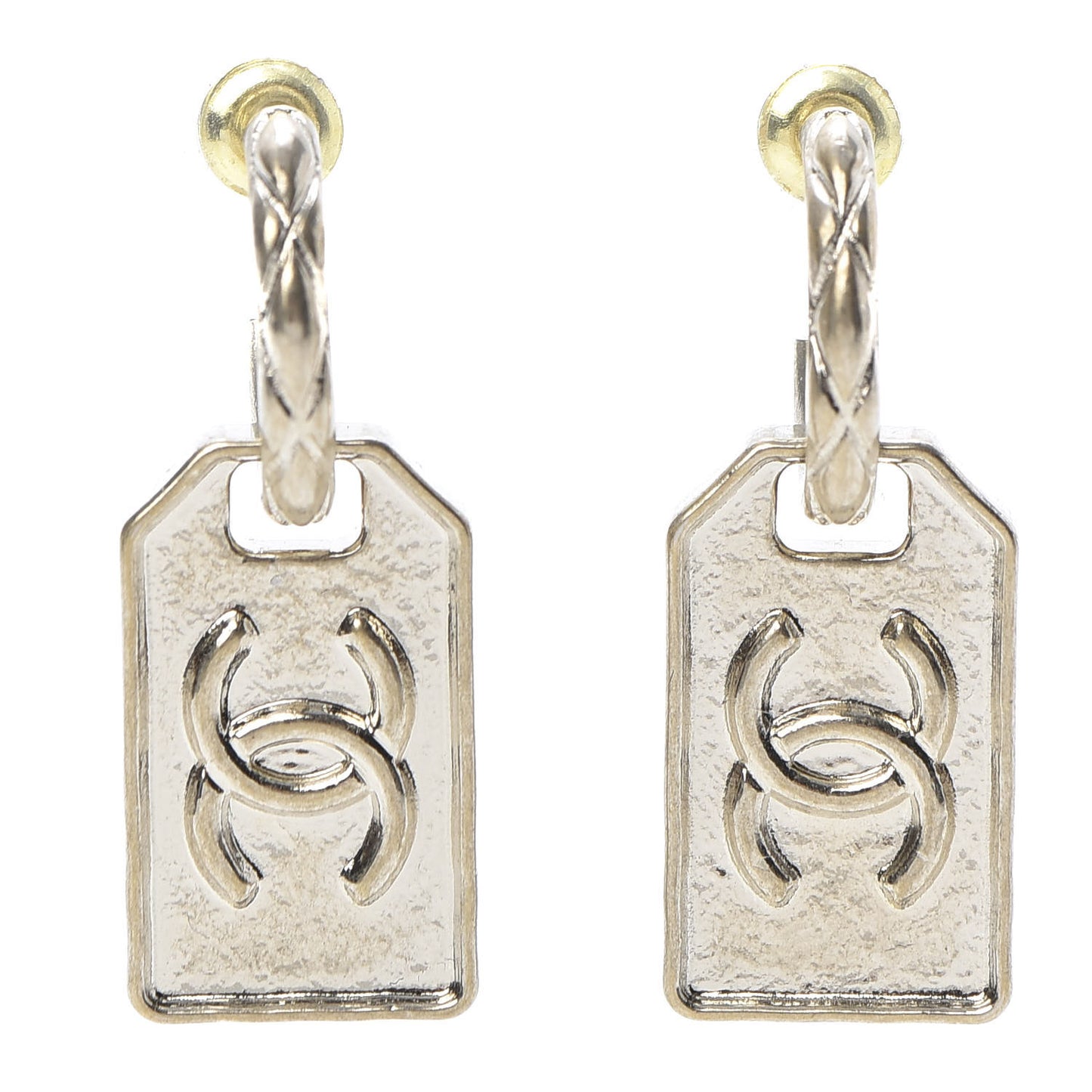 CC Tag Drop Earrings Gold