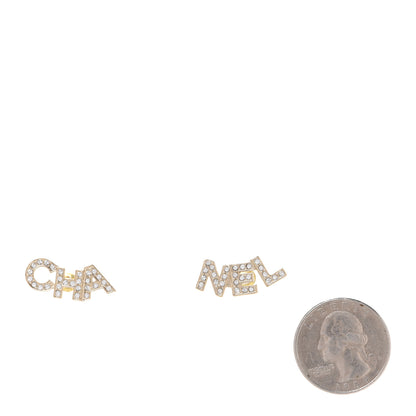 Chanel Crystal Pearl Signature Stud Earrings Gold 2 of 5