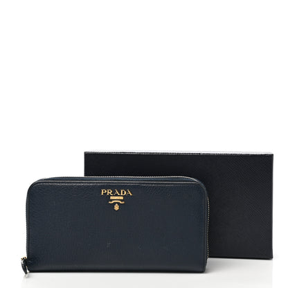 Prada Daino Colour Zip Around Wallet Baltico Granito 8 of 8