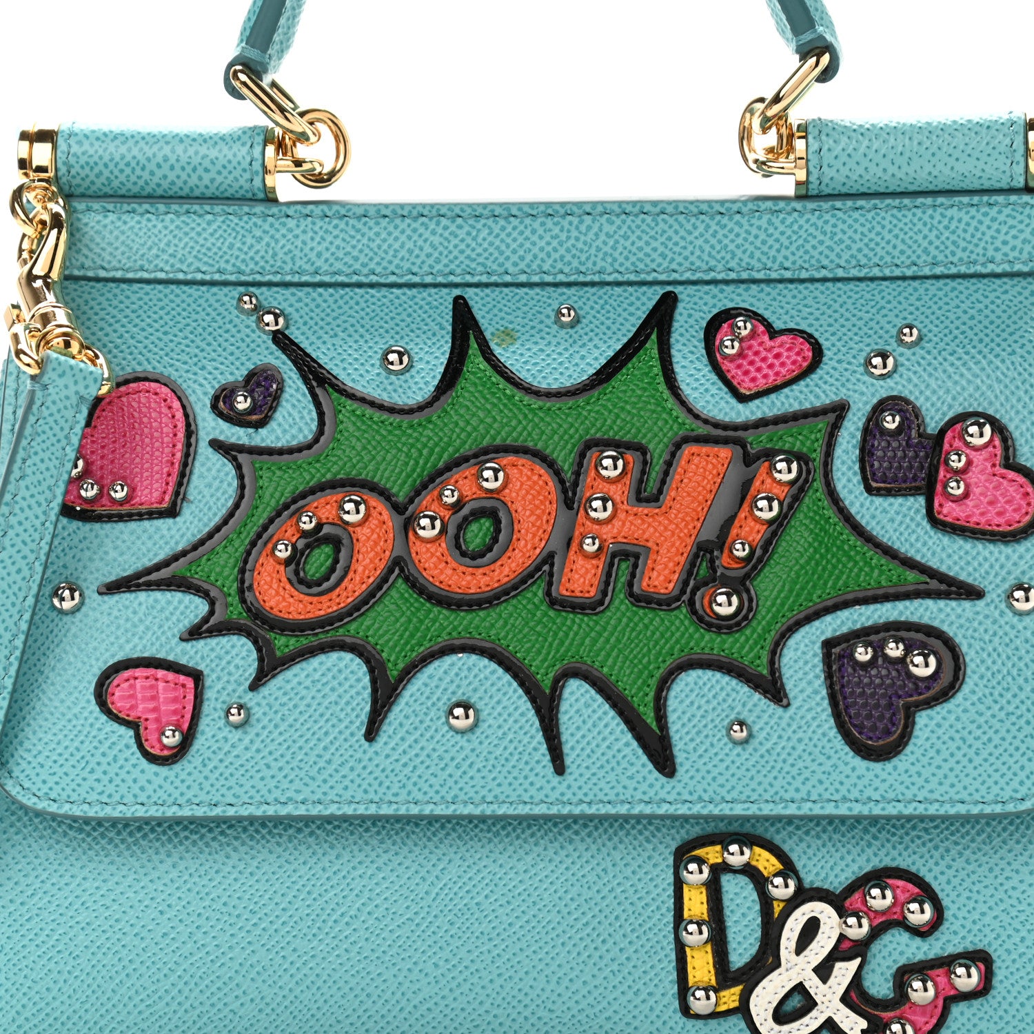 Dolce & Gabbana Dauphine Ooh Patch Small Miss Sicily Satchel Light Blue Multicolor 8 of 11